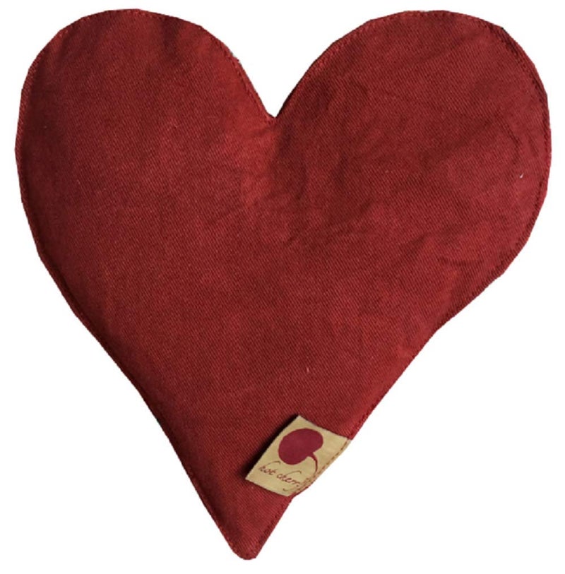 HeartShaped Cherry PitStone Pillow Red Denim HotCold Sleep Aid Moist Heat Pack Pain Relief MicrowavableWashable Get Well GiftWrapped